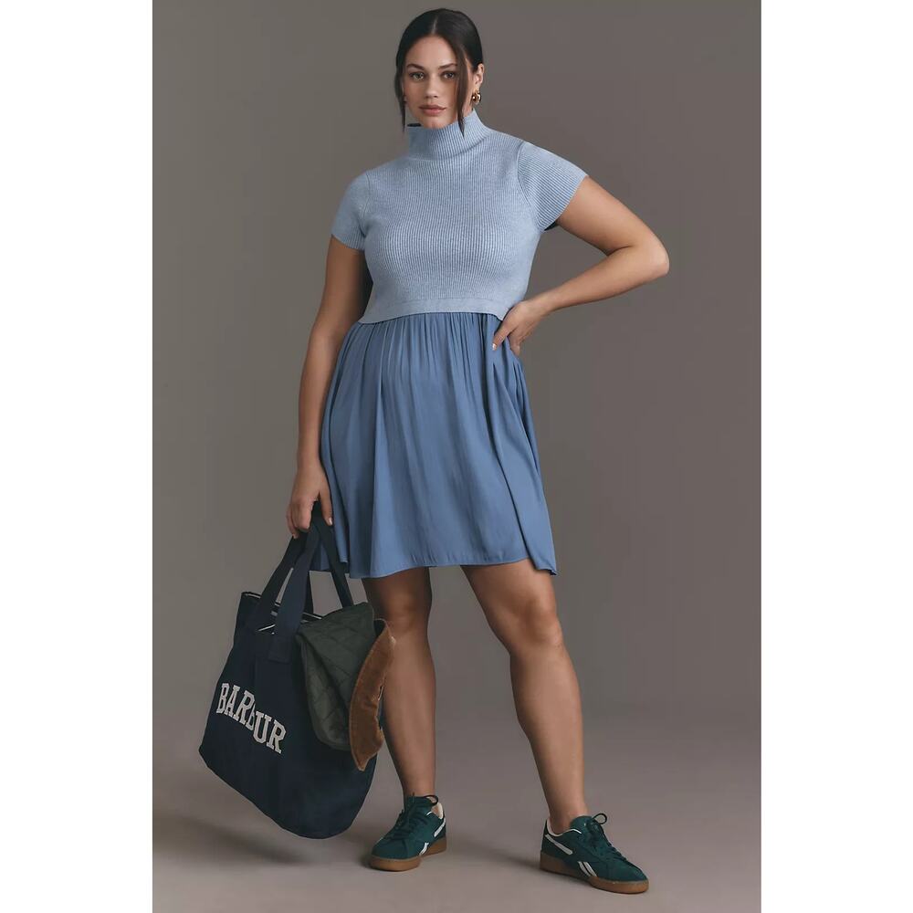 NWT Anthropologie The Thea Twofer Sweater Dress: Short-Sleeve Mini $148 PLUS 1X